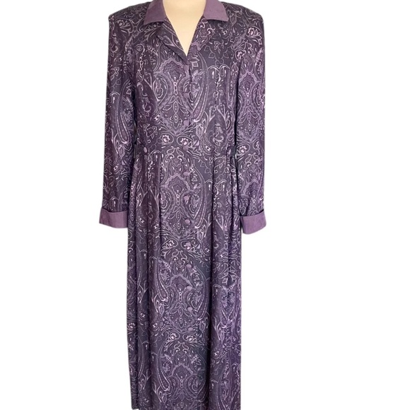 Plaza South Vintage 90s Women's Purple Paisley Dress Size 10P - Picture 11 of 16